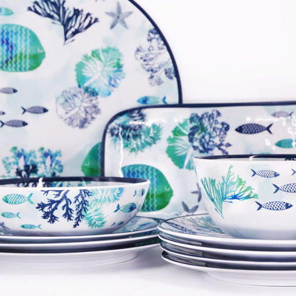 Small salad bowl in melamine with sea design - Ø 28 cm