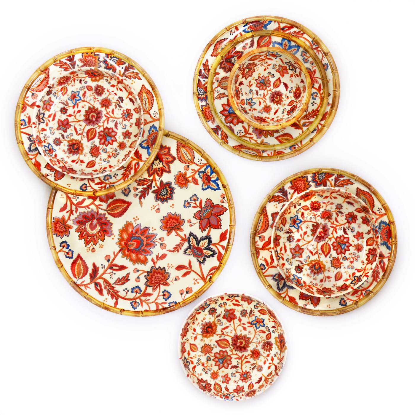 Large melamine soup plate with flowers - 23 cm