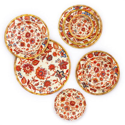 Large melamine soup plate with flowers - 23 cm