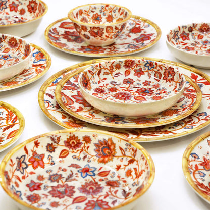 Deep melamine salad bowl with flowers - Ø 25 cm