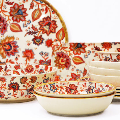 Round floral melamine serving dish - Ø 35.5 cm
