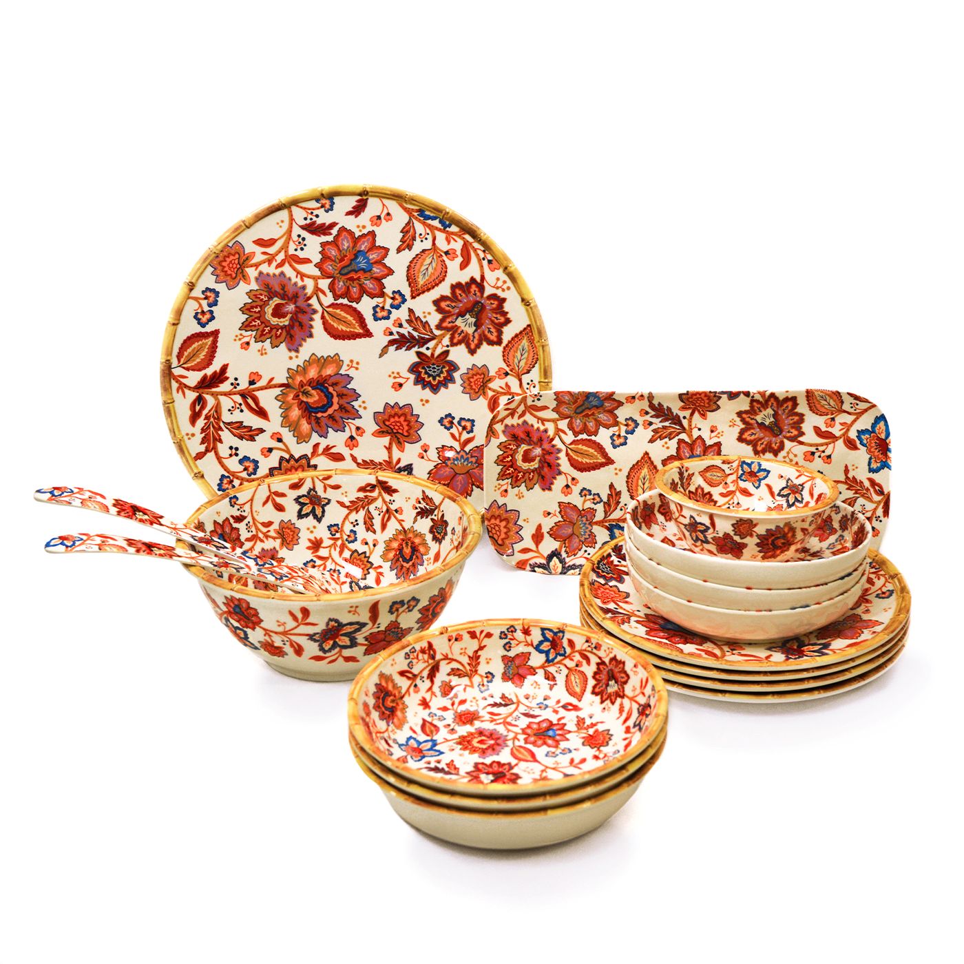 Deep melamine salad bowl with flowers - Ø 25 cm