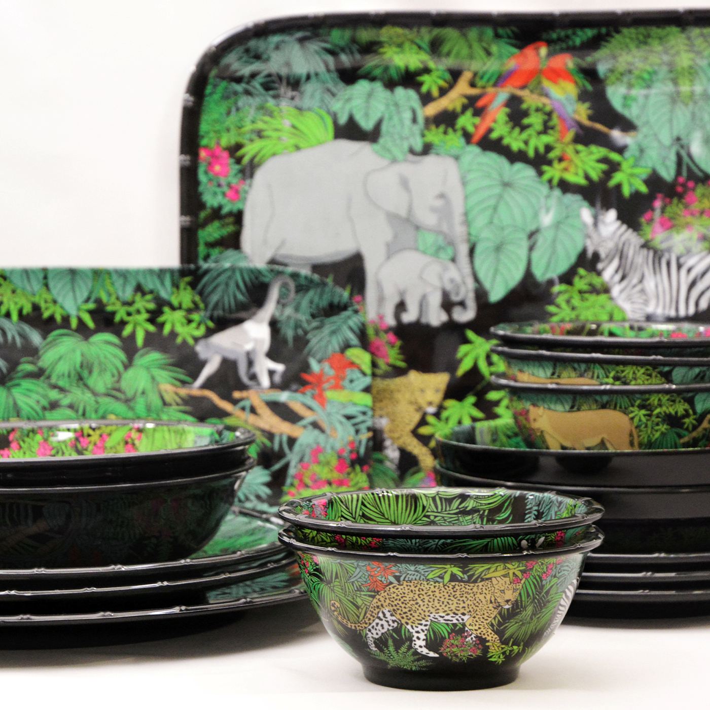 Deep salad bowl in black melamine - Ø 25 cm