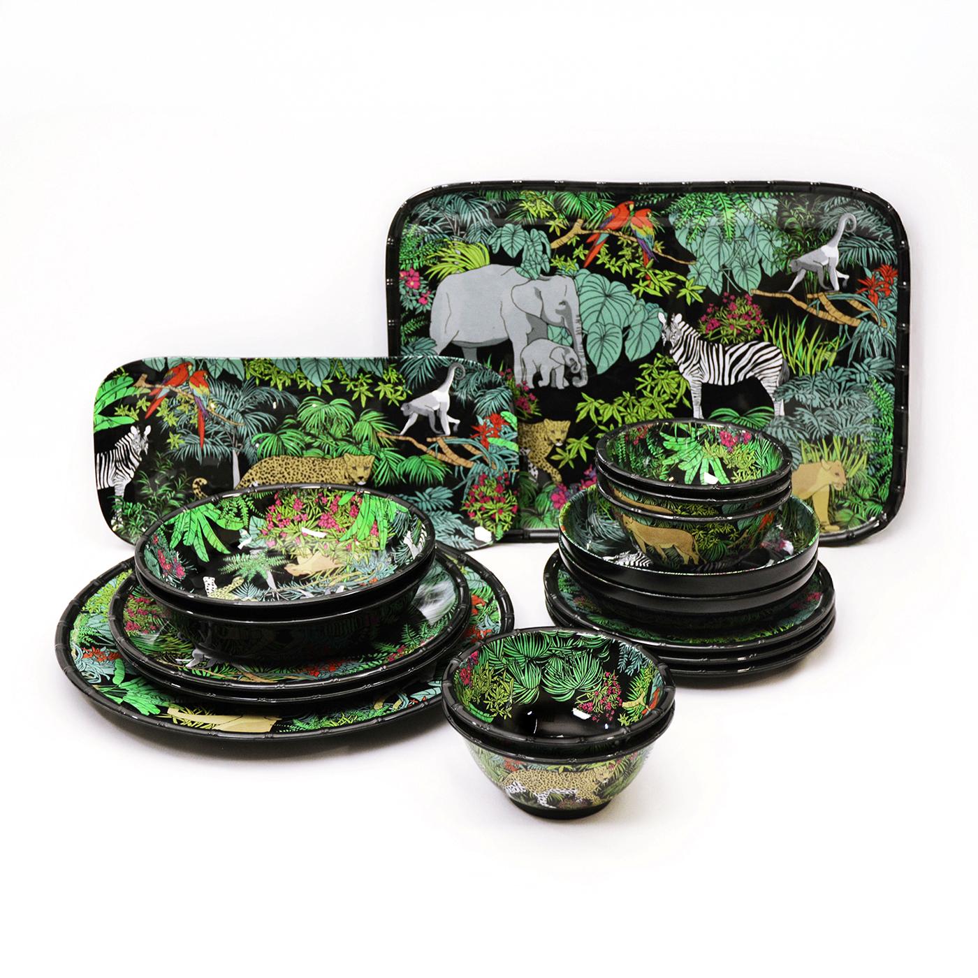 Rectangular tray in black melamine- 45 x 32 cm