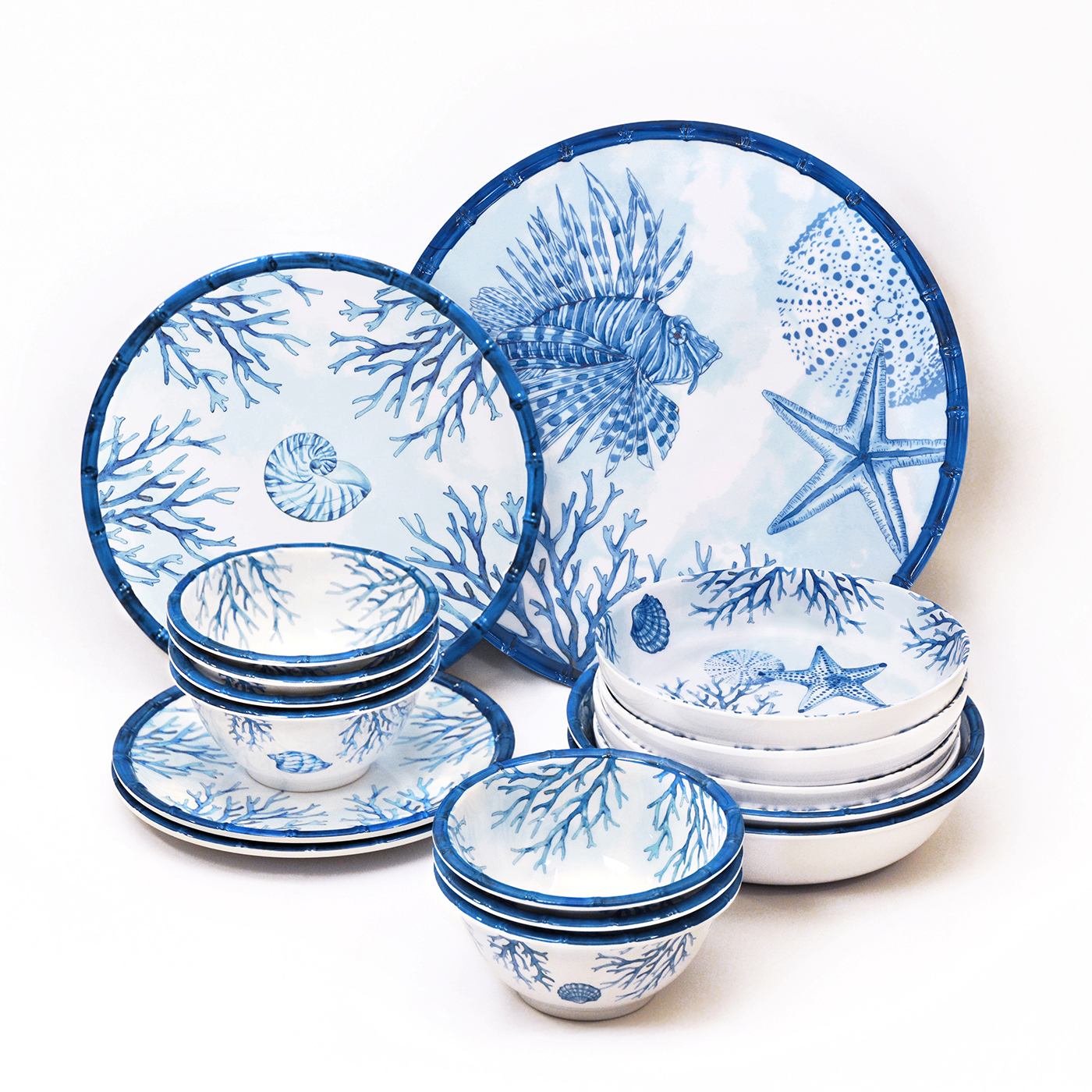 Deep salad bowl in coral melamine - Ø 25 cm