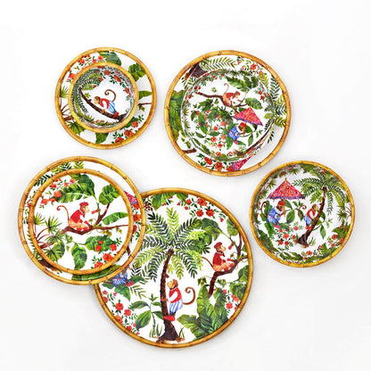 Large rectangular platter in melamine with monkeys - 37,5 x 17 cm