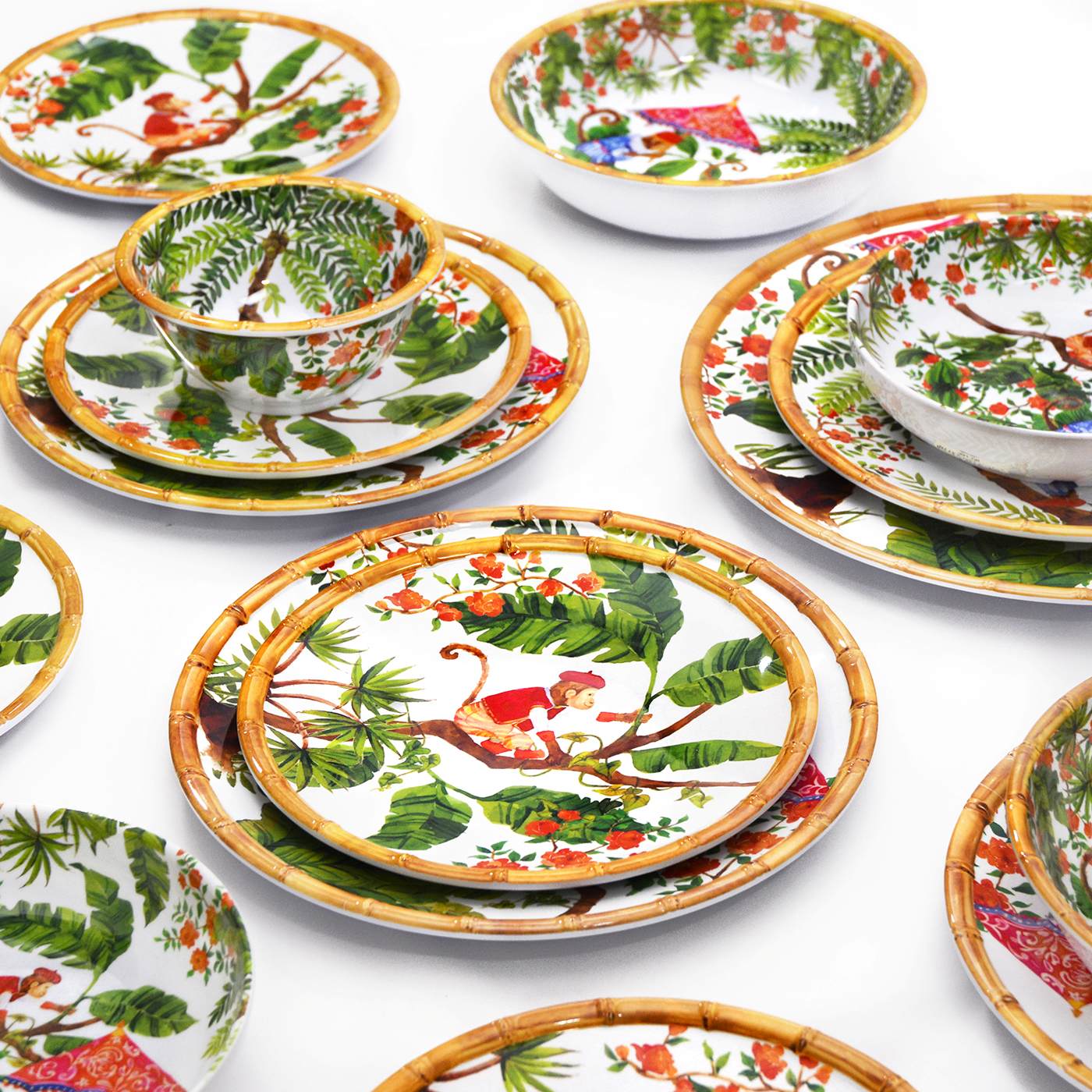 Salad servers in melamine with monkeys - 33 cm