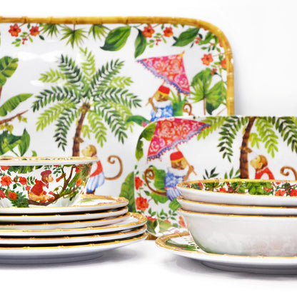 Rectangular tray in melamine with monkeys - 45 x 32 cm
