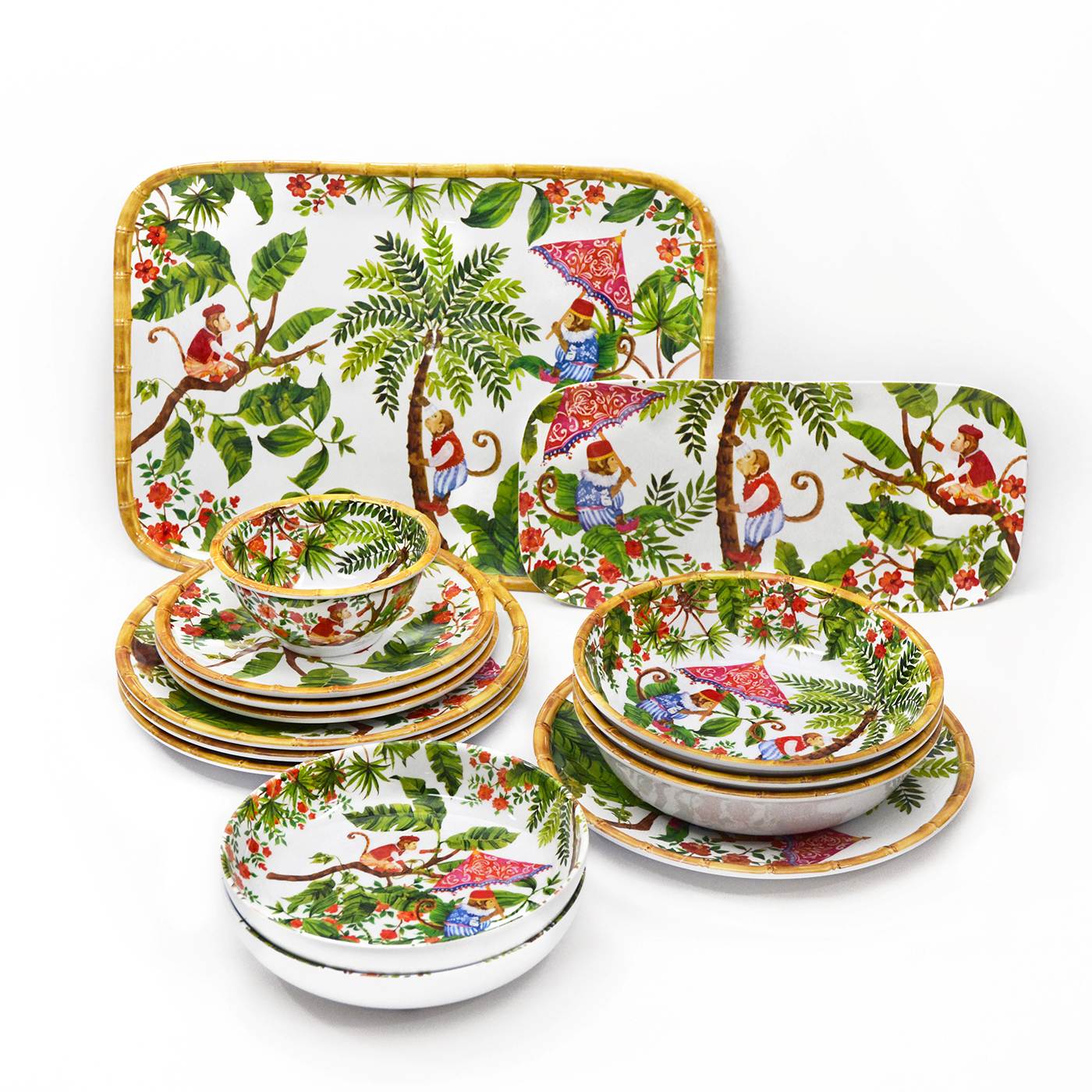 Salad servers in melamine with monkeys - 33 cm