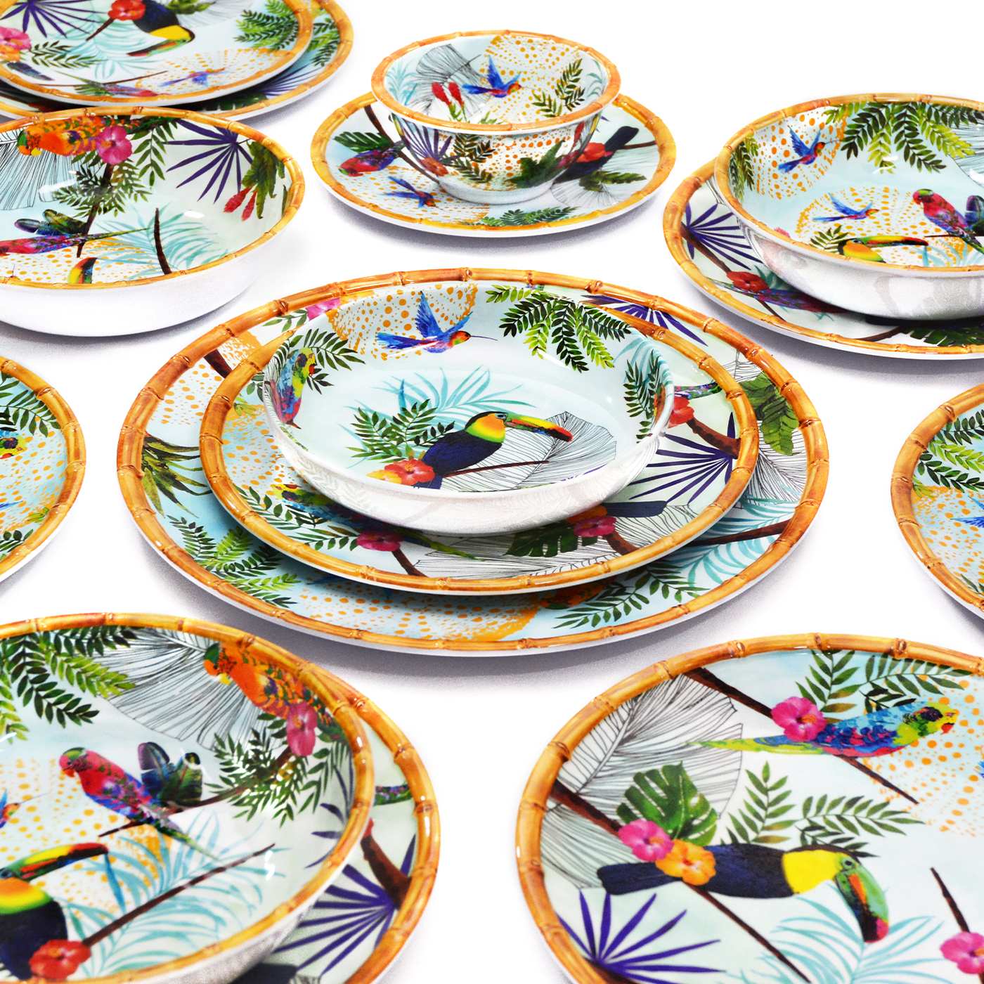 Small bowl in melamine with toucans - Ø 15 cm
