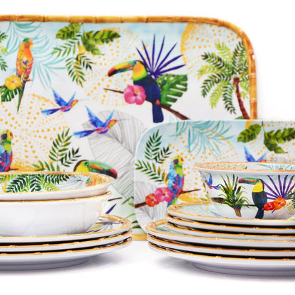 Large salad bowl in melamine with toucans - Ø 31 cm