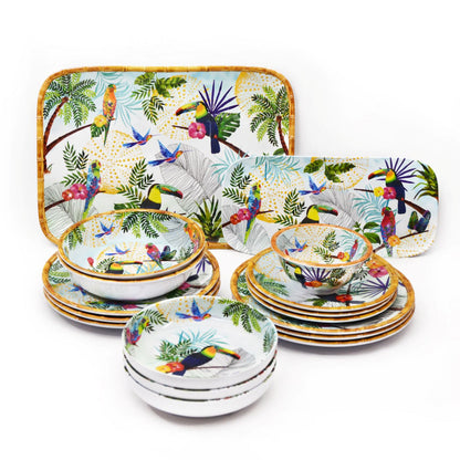 Large salad bowl in melamine with toucans - Ø 31 cm