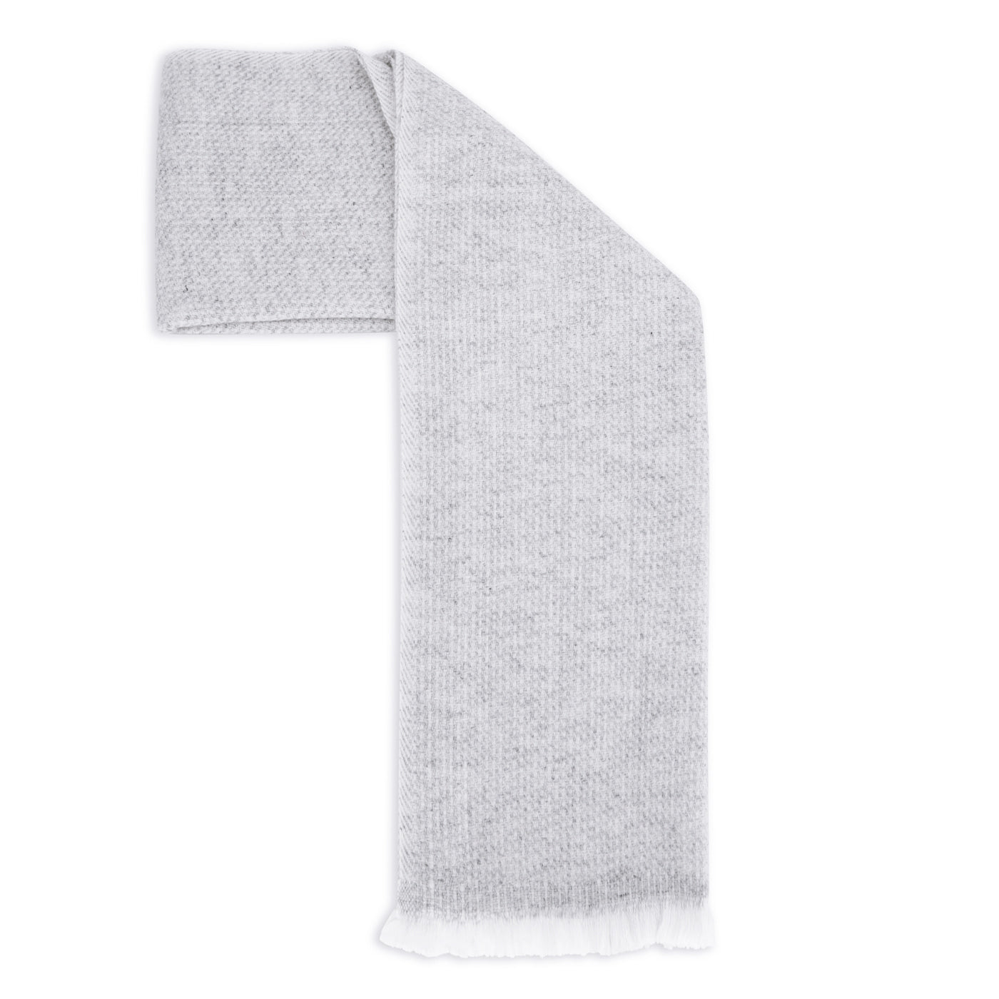 Men's & Women's Cashmere & Wool Scarf 40 x 190 cm - Silver Grey / White