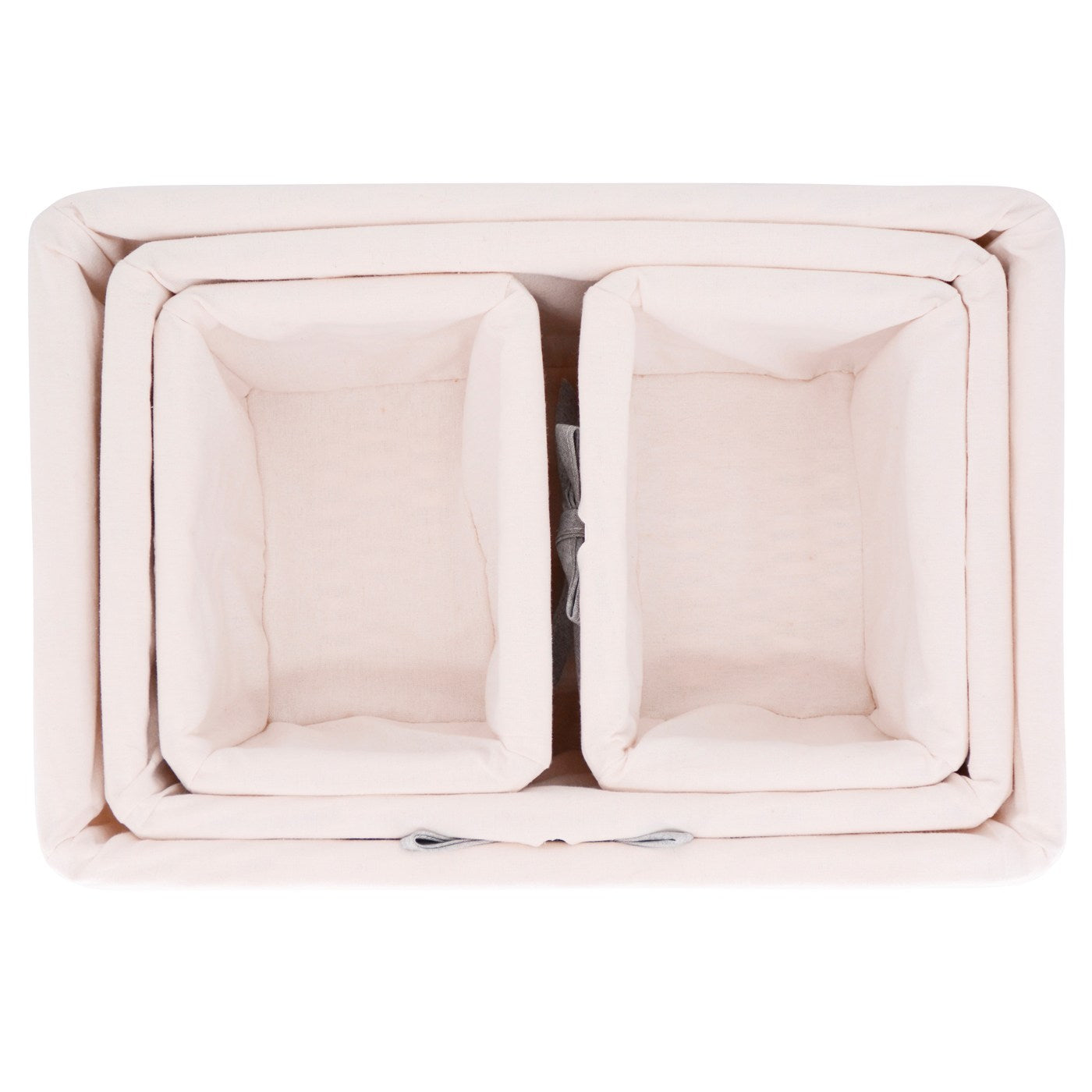 Set of 4 white wicker storage baskets - White fabric