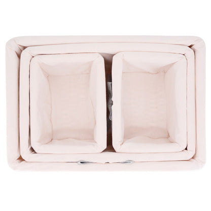 Set of 4 white wicker storage baskets - White fabric